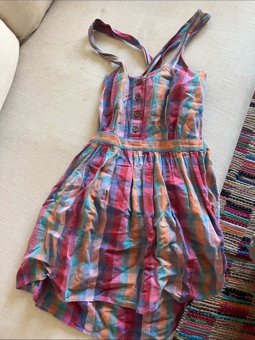Steven Alan Multicolor Plaid Sundress in Pink, Blue, Orange, Purple